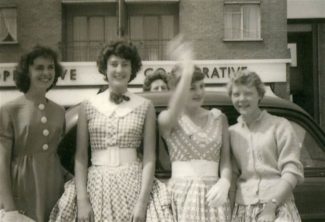 Outside the Co-Op in Tilbury. L-R. Pam Twigg, Maureen Chapple, Vicky Vanner, Irene Humphries